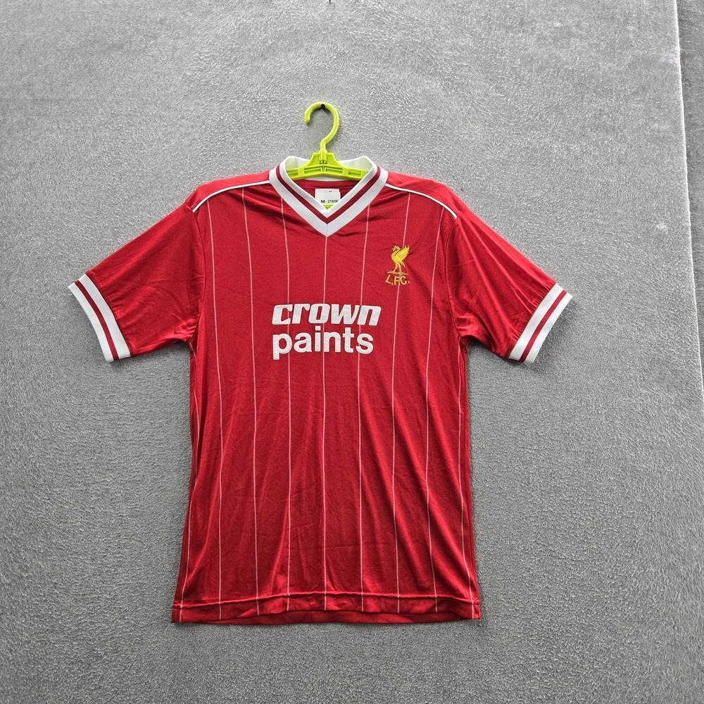 Liverpool FC Men Jersey S Red Retro Football Score Draw Embroidered ‎ 1982